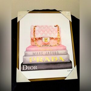 Chic Handbag Art Print - Pink and Gold